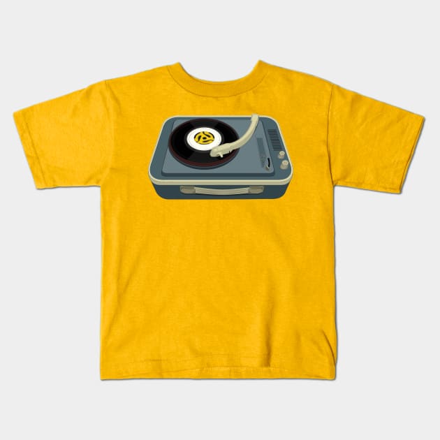 Suitcase Record Player Kids T-Shirt by threeblackdots